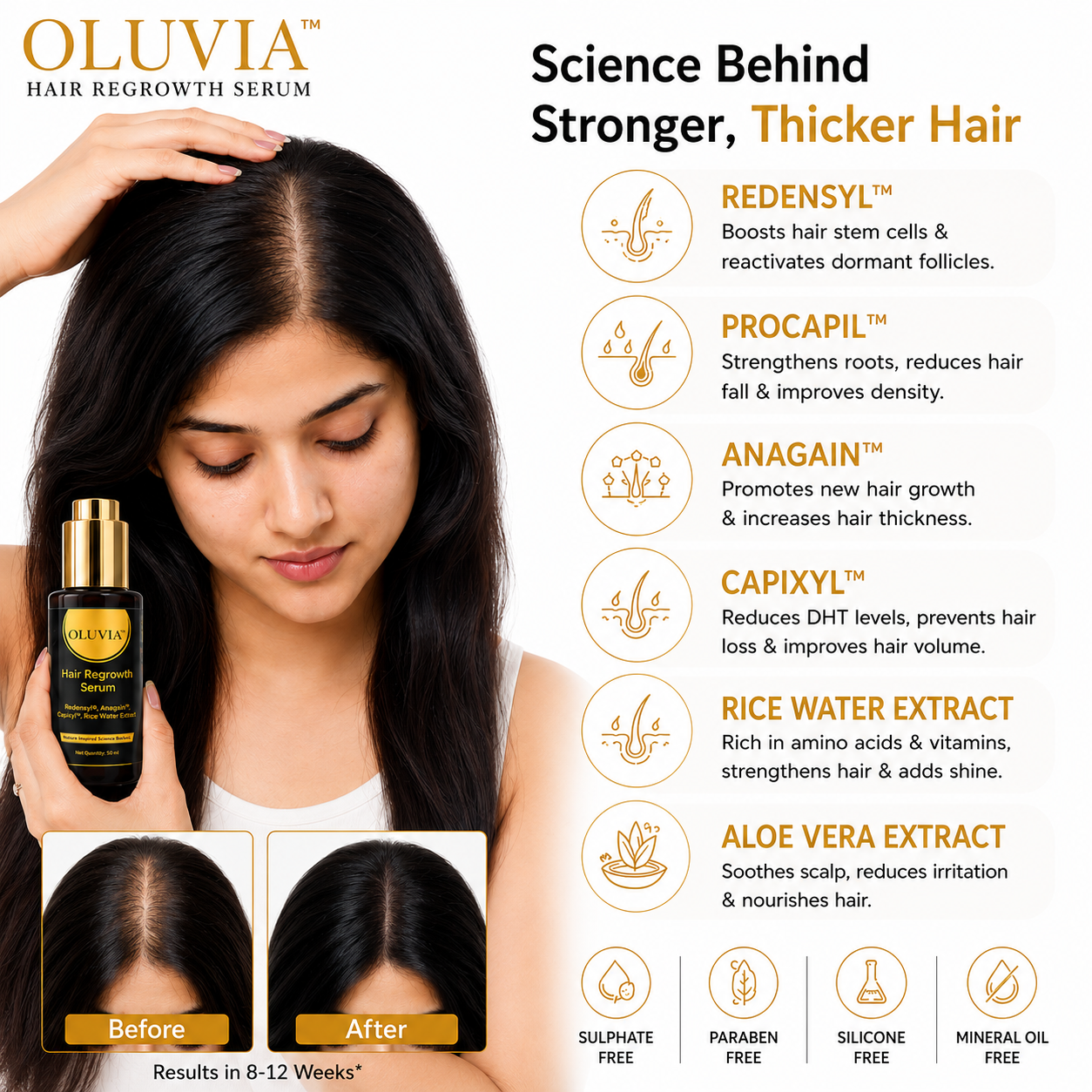 OLUVIA Hair Regrowth Serum – Buy 2 Get 1 Free (3 Bottles × 50ml)
