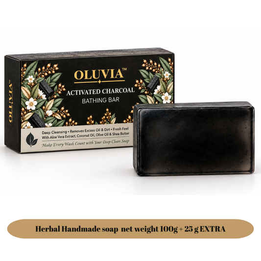 Activated Charcoal Bathing Bar with Coconut Oil & Shea Butter | Handmade Herbal Soap Pack of 5(125g)