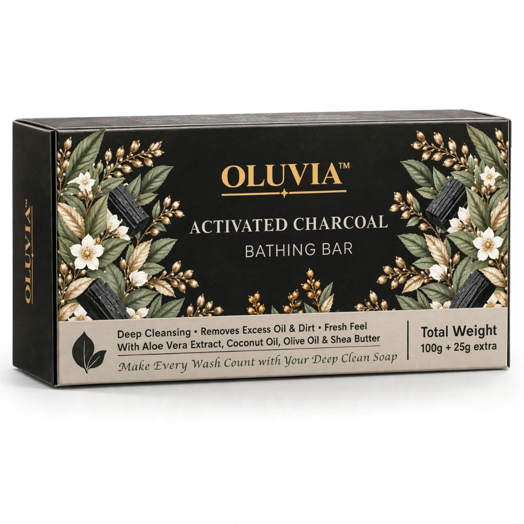 Activated Charcoal Bathing Bar with Coconut Oil & Shea Butter |  Handmade Herbal Soap Pack of 5(125g)